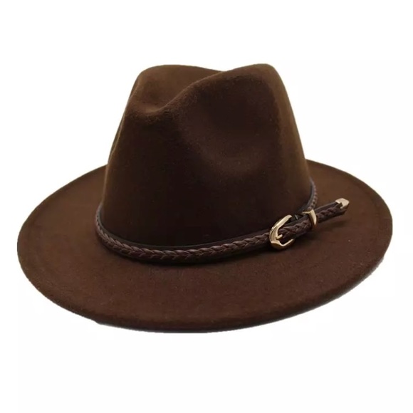Accessories - Brown Wool Felt Fedora Hat